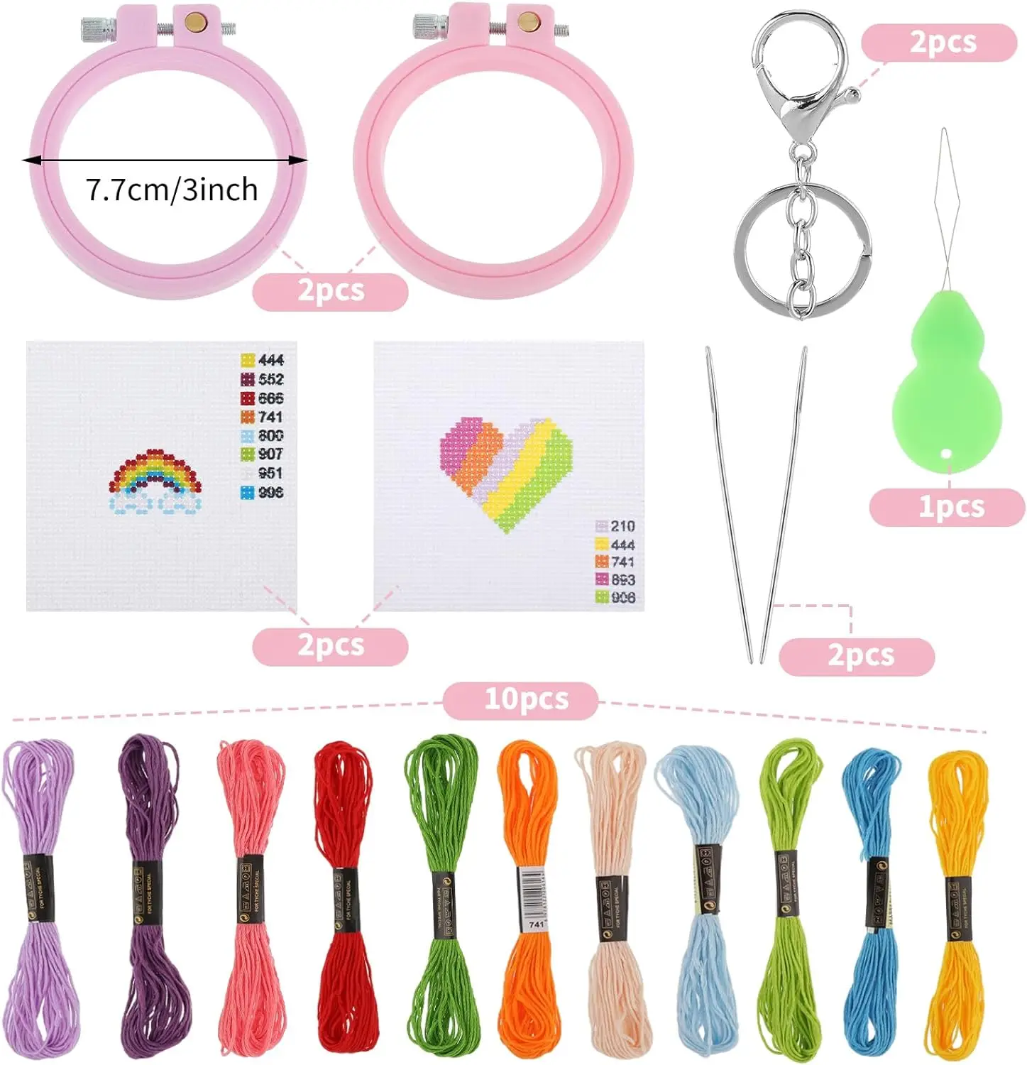 Cross Stitch Kits for Beginners Rainbow Stamped Cross Stitch Kits Needlepoint Kits Kids Embroidery Kit Arts and Crafts Kit