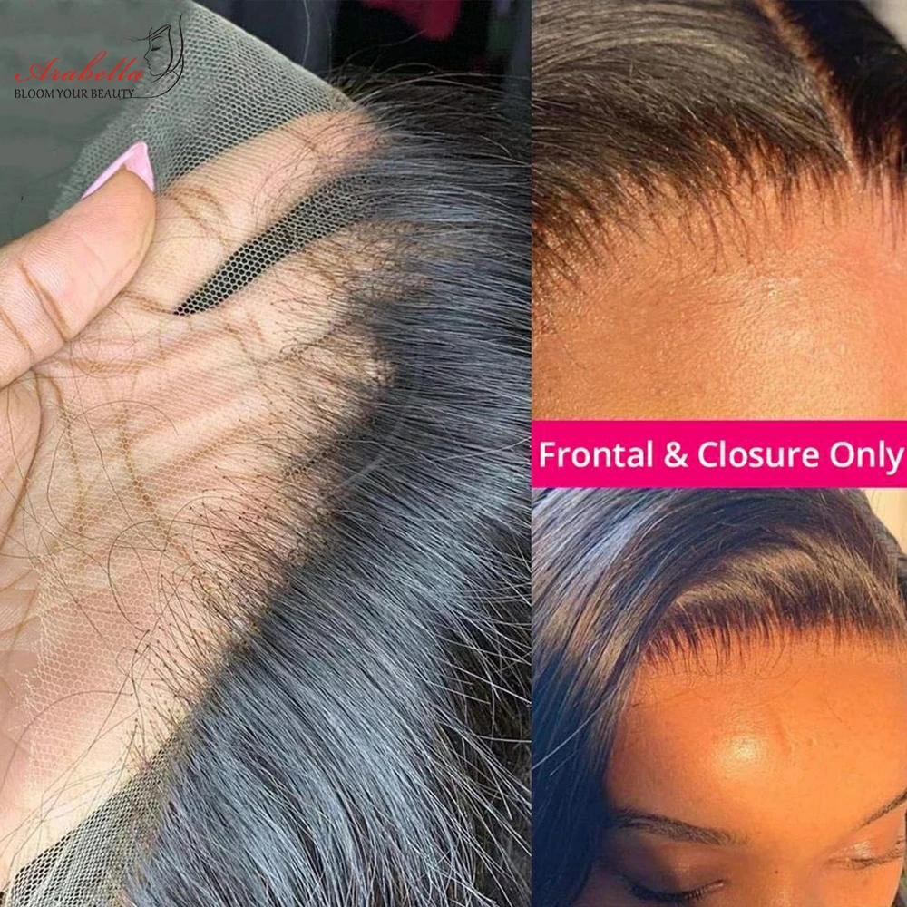 Body Wave Lace Frontal 100% Human Hair Arabella Remy Lace Closure Pre Plucked Bleached Knots 13x4 Transparent Frontal human hair closure human hair lace product human hair frontal