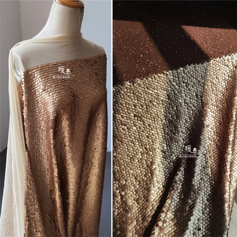 

Golden Sequin Mesh Fabric for Diy Sewing Stage Costumes Background Decoration Dress Woman Cloth Wholesale By The Meter Material