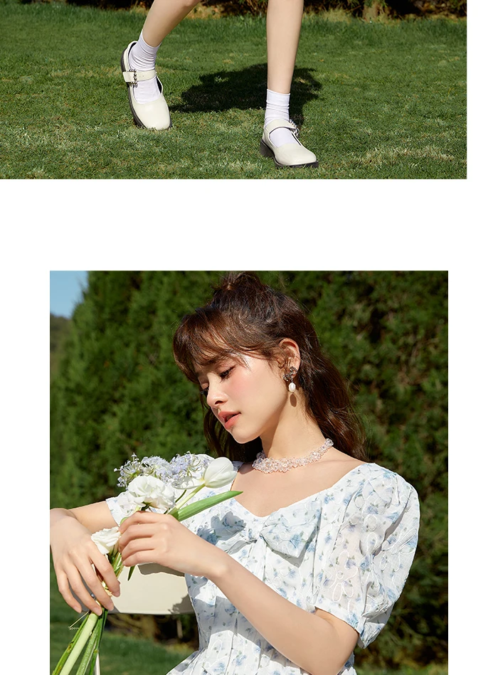 Dress Girl Bow Girl Feeling Summer New Love Fragmented Flower Bud Dress