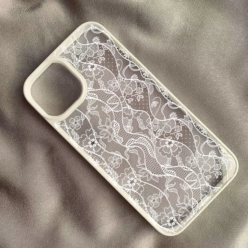 รูปสินค้า เคสลูกไม้สีขาววินเทจ iPhone 17-13 Pro Max