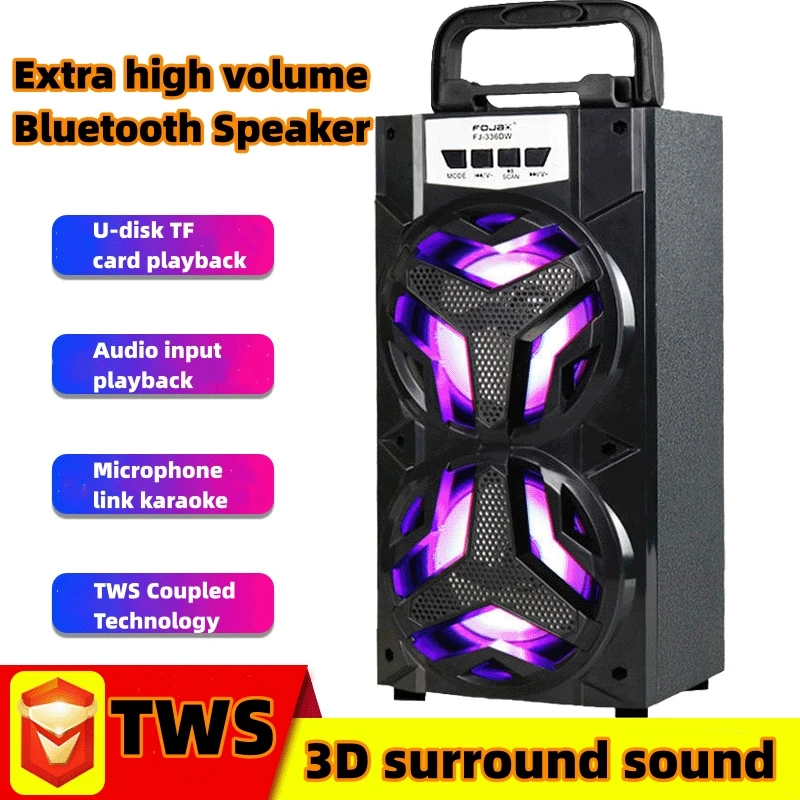 

Wireless caixa de som bluetooth portable outdoor charging USB plaza dance color light card insertion subwoofer sound system