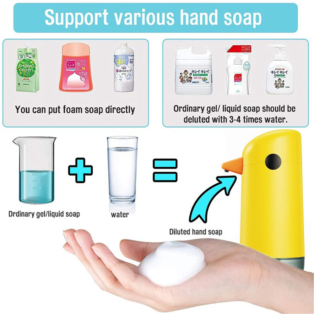 Automatic Foam Soap Dispenser for Kids Cute Duck Shape Liquid Soap Dispenser 220ml Bathroom Smart Touchless Hand Washing Machine 4
