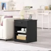Everyday Side Table with Fast Charging Station - USB C Cable Fast Charging, Wooden Black Nightstand Bedside Table with Drawer 2