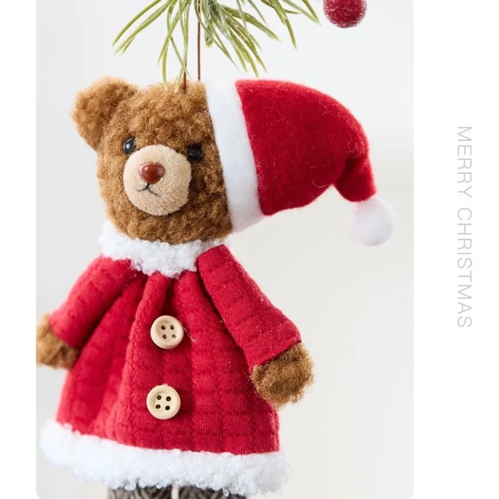 Creative Cute Bear Doll Ornaments Fabric Animal Pendants Christmas Tree Hanging Ornaments Christmas Tree Hanging Xmas Party