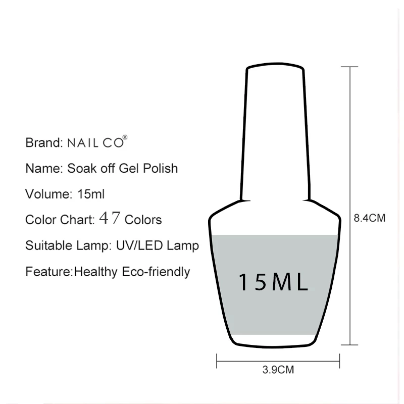 NAILCO Smalto per Unghie in Gel Traslucido 15ml, Smalti Semi-permanenti per Unghie LED UV Ibride, Arte delle Unghie con Glitter, Senza HEMA e TPO, Manicure in Gel - immagine 2
