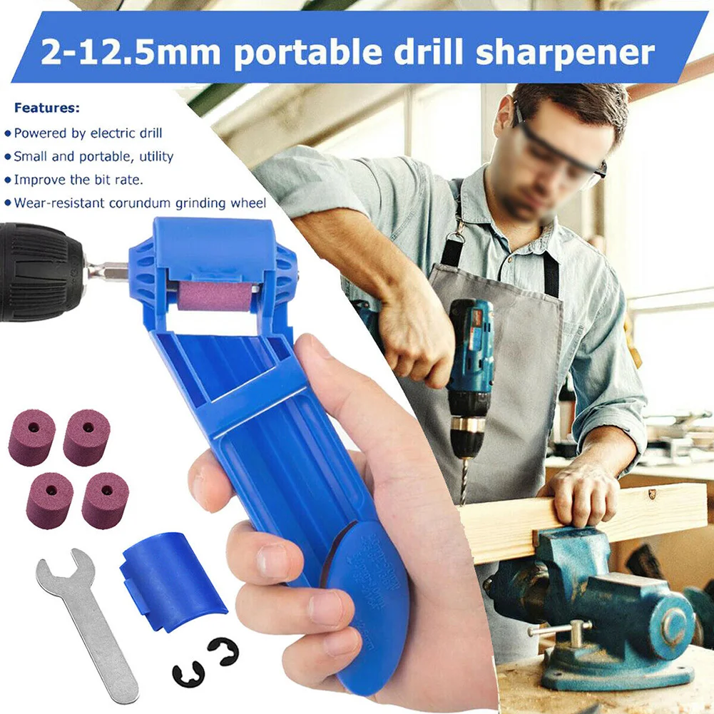 2.0-12.5mm Portable Drill Bit Sharpener Corundum Grinding Wheel For Grinder Polishing 1 Set Twists Drill Bit Sharpening Machine x20 precision end mill grinder 4 20 mm portable carbide end mill sharpener spiral milling cutter grinding machine