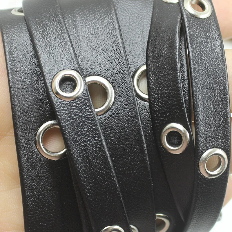 Leder PU Niet Punk Hip Hop Leder Seil Gurtband Band Ösen Band Tülle Bänder Handwerk Schmuck Trimmen Kragen Zubehör – Detail 8