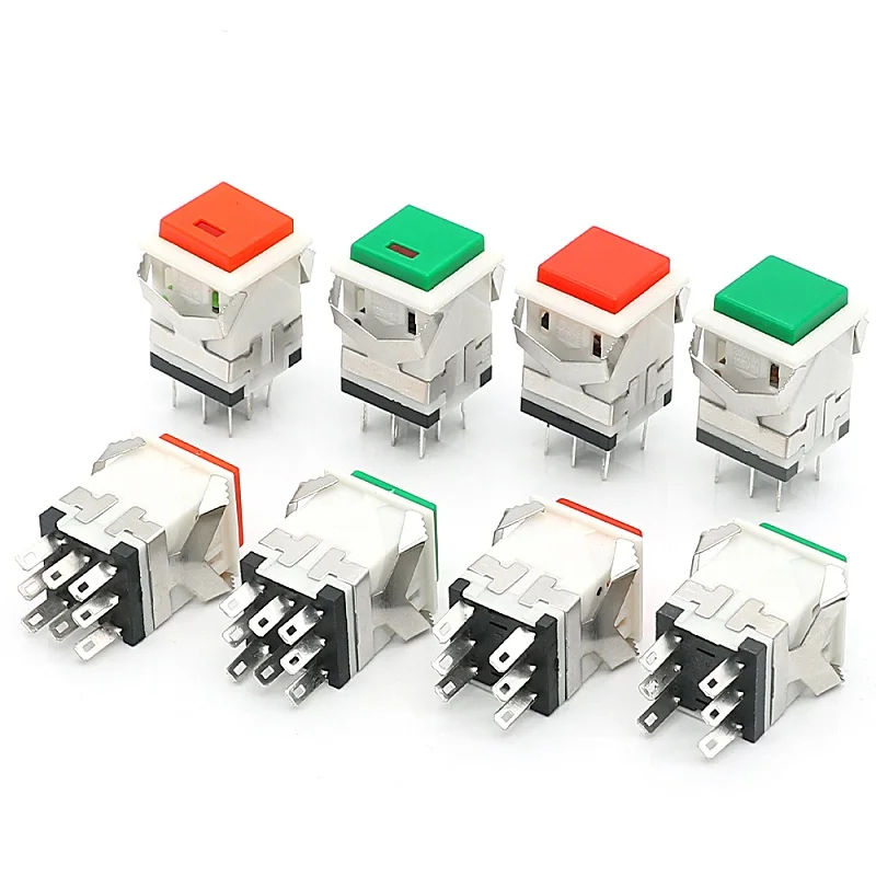 5PCSMomentaryLatchingKD221222324SquarePushButtonSwitchWith