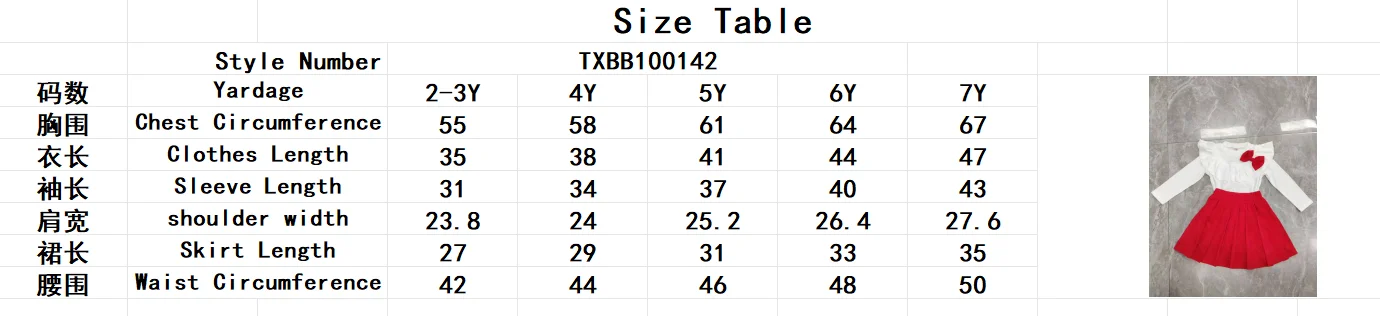 2 قطعة نمط جديد الخريف الحلو ولطيف فتاة طفل الأبيض القوس الدانتيل بأكمام طويلة بلوزات + ارتفع الأحمر بلون مطوي تنورة قصيرة