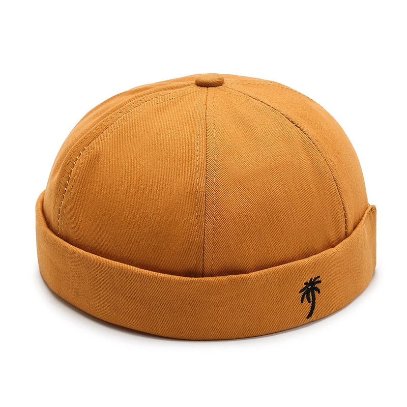  - Beanie Hats Men Women Spring Autumn Landlord Hat Streetwear Hip Hop Brimless Hat Embroidered coconut tree Docker Cap Wholesale