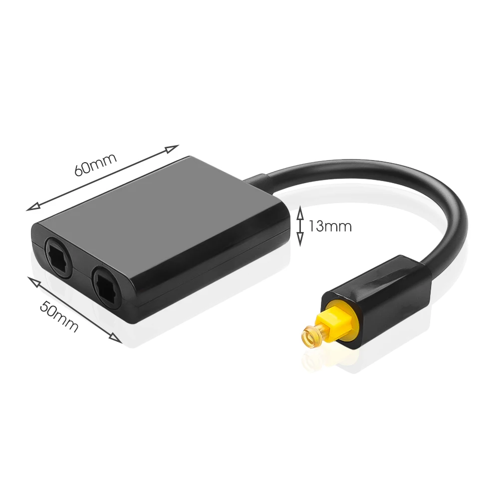 Splitter Audio Ottico Toslink 1 In 2 Out - Adattatore Digitale In Fibra Ottica Con Connettori Placcati Oro 24K - Dividi Segnale Da CD, DVD A TV E Ricevitore - Nero