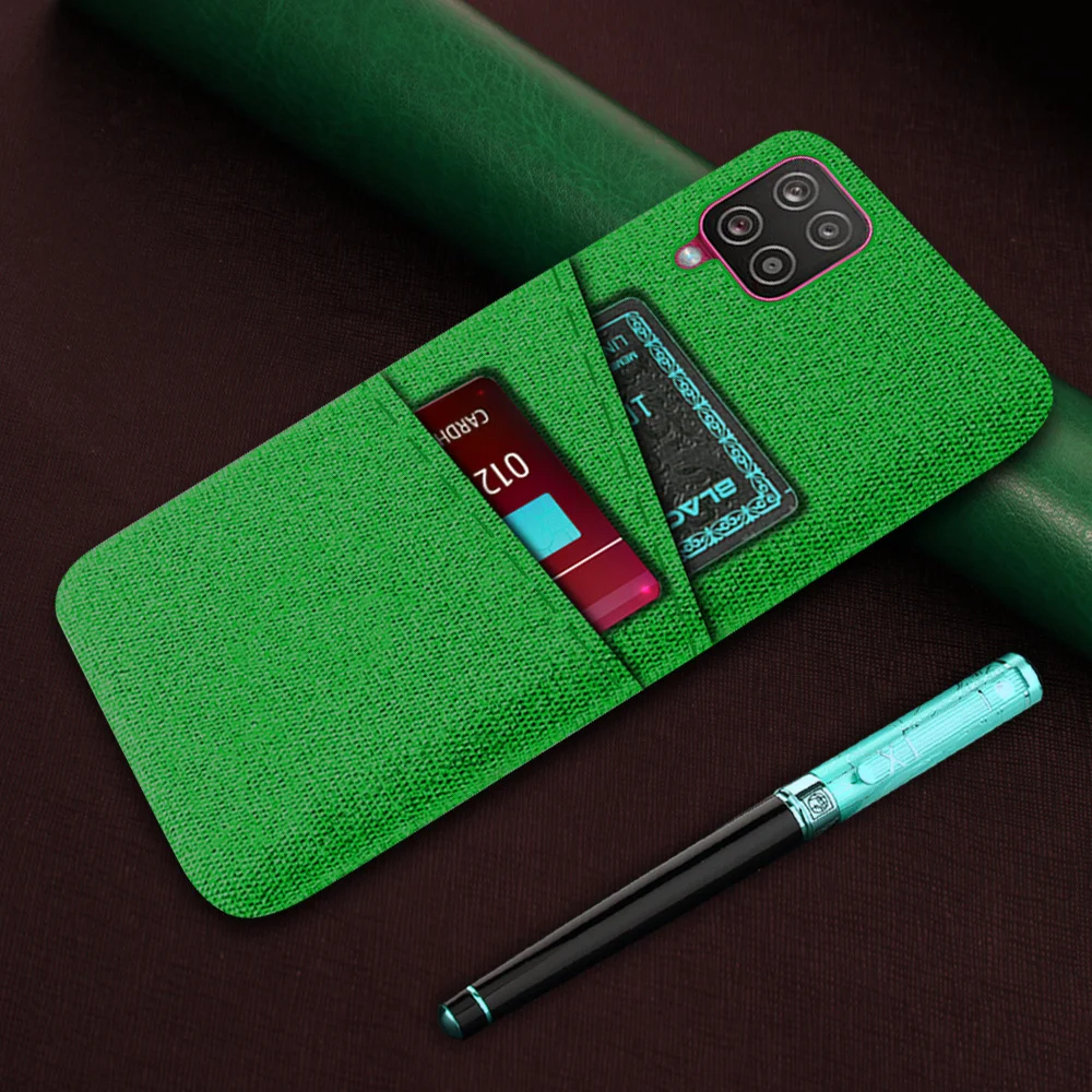 

A12 For Samsung Galaxy A12 A22 A32 A42 A52 A72 Case Luxury Fabric Dual Card Phone Cover for Galaxy A12 A52 A32 A02 A02S Coque