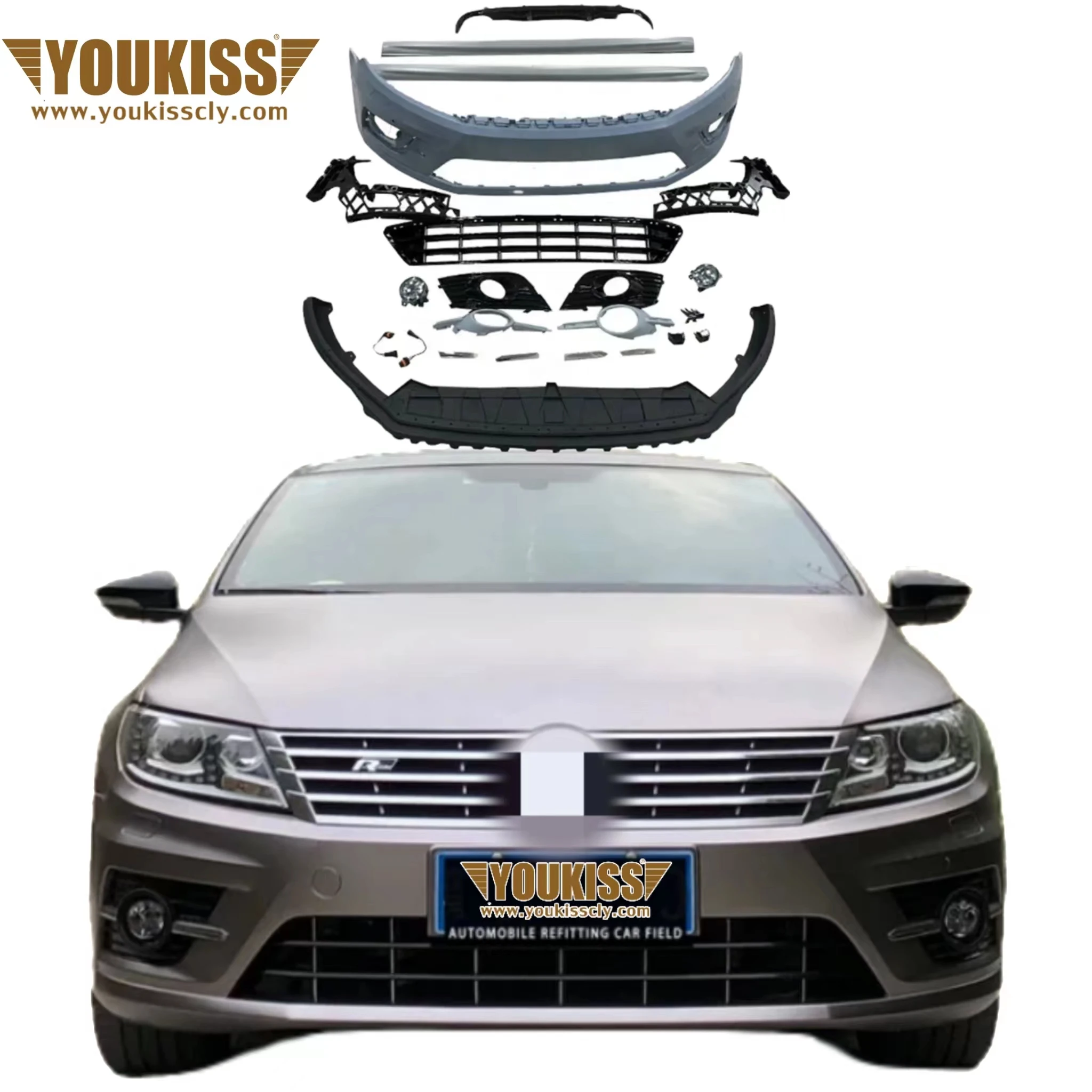 

UKISS Brand Hot Selling High Quality car part For Volkswagens CC change to R-line pp material high guality body kit bumpers