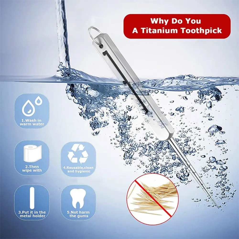 Description Picture 5 of itemOutdoor Picnic Push-pull 3 Gear Titanium Toothpicks Metal Pocket Toothpick Fruit Pick