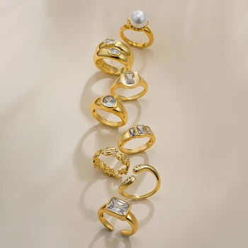 18K Gold Plated Waterproof Sparkling Cubic Zirconia Engagement Ring for Women Minimalist Delicate Wed Rings Chic Jewelry Anillos