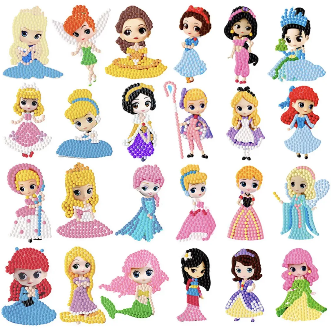 

12 pcs Cute Cartoon Stickers DIY Book Desk Diamond Decorative Animal Cat Princess Sticker Free Creative Waterproof Painting