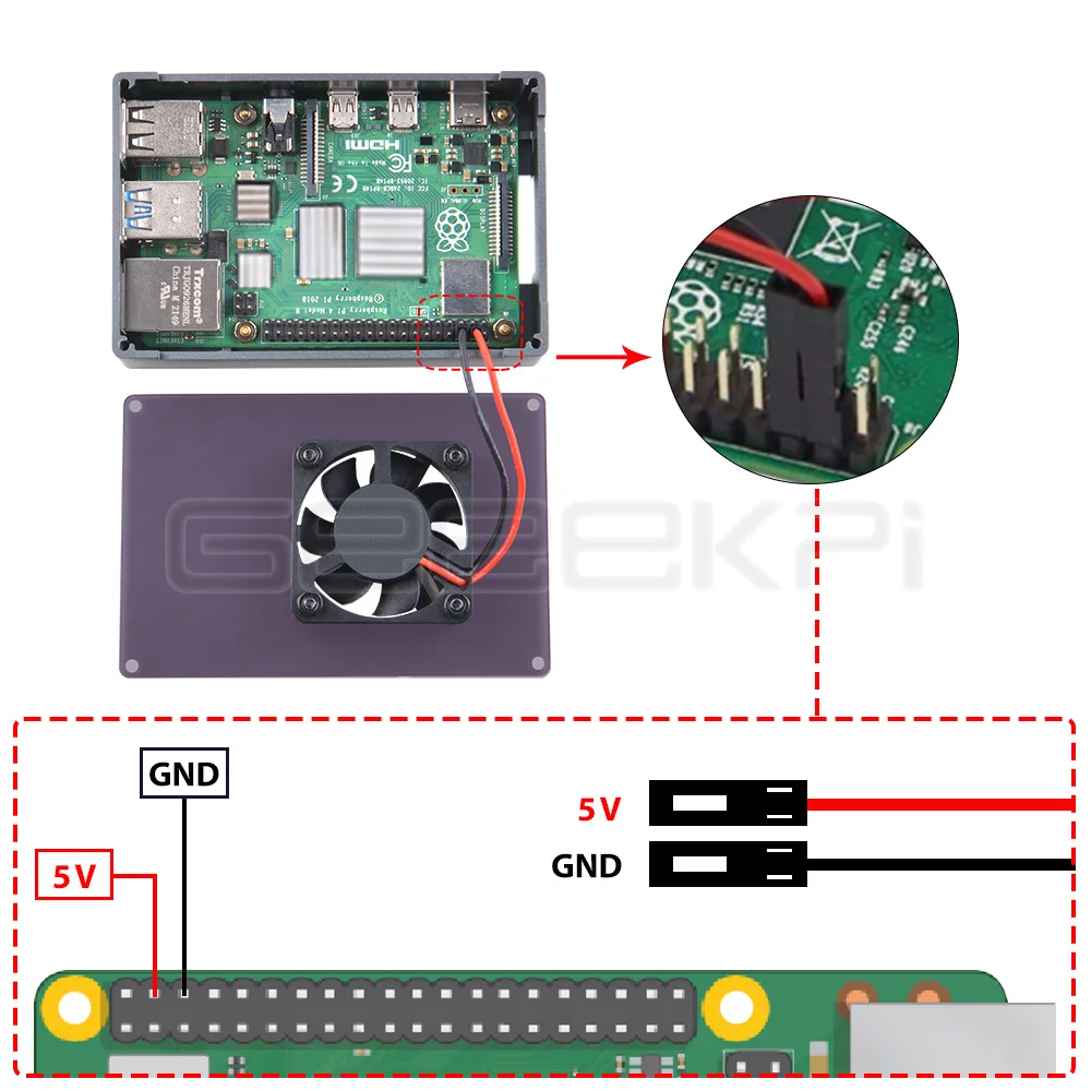 Geeekpi-raspberry pi 4b Case Suporta Chapéu Poe Ventilador 5v - Imagem 3