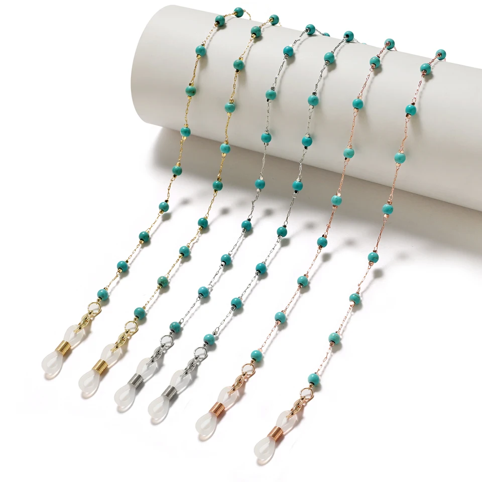 TseenYi Catena per occhiali da sole in stile bohémien, con perline colorate, per occhiali e occhiali da sole, accessori cinturino per occhiali da lettura per uomini e donne (trasparente