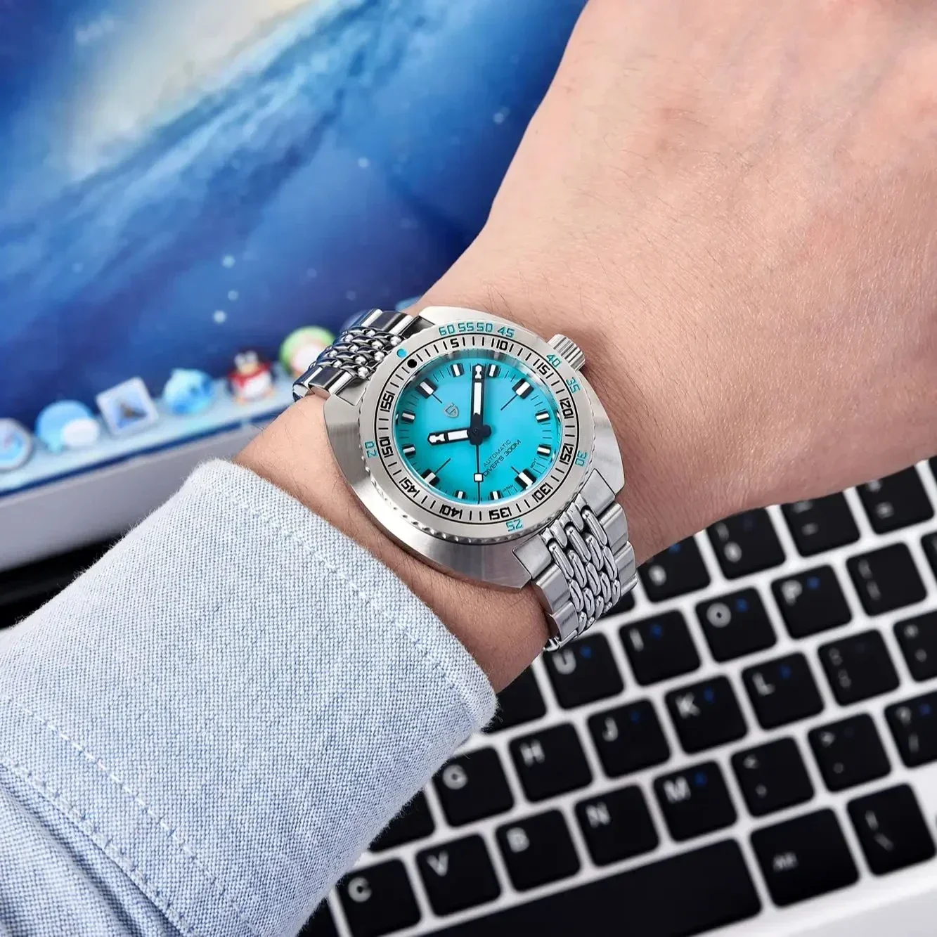 PAGANI DESIGN Men Mechanical Automatic Watch NH38 Sapphire Glass Stainless Steel Diving Chronograph PD1719