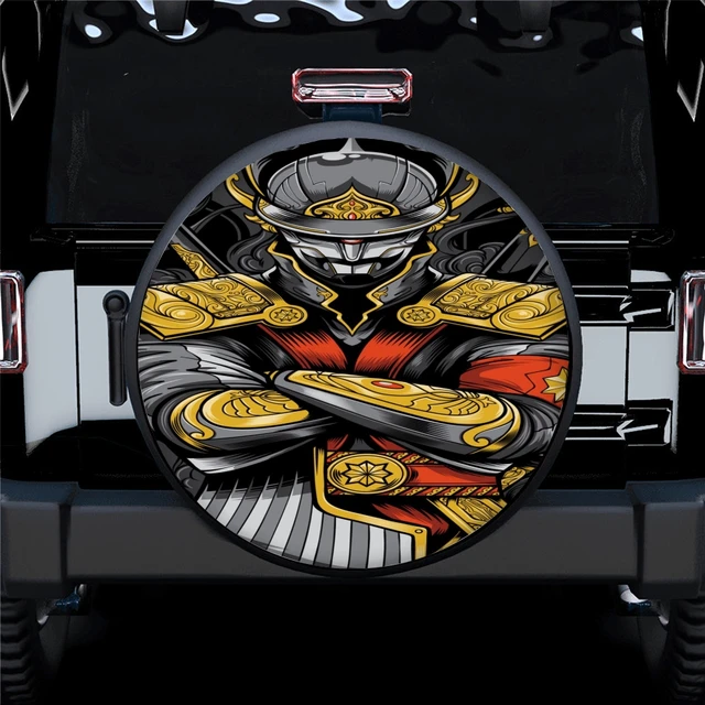 Samurai Japan Printing Pattern Spare Wheel Cover Waterproof Sun Protection Suitable For Any Vehicle Auto Accessories 14-17 Inche 3