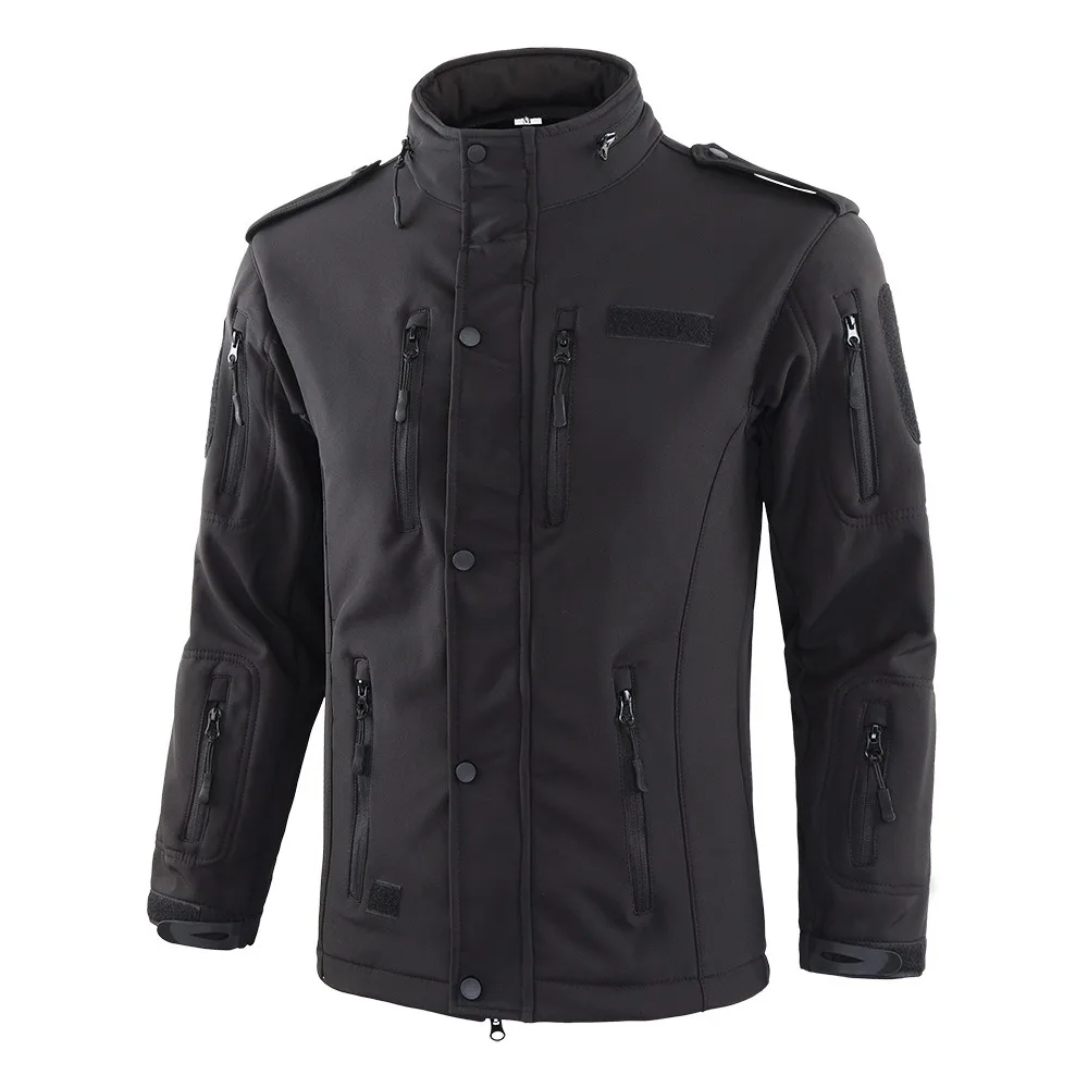 Outdoor Softshell New Punching Jacket Camouflage Multi Punching Jacket Pocket Fleece Hooded Jacket