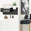 Wood Key Rack and Mail Organizer with 6 Key Hooks Living Room Storage Rack Living Room Holder Decorative with Shelf 3