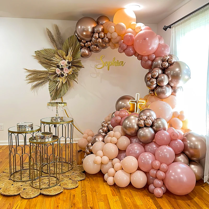 

Cream Peach Retro Pink Balloons Kits Happy Birthday Gender Reveal Party Ballons Garland Arch Anniversarie Baby Shower Decoration