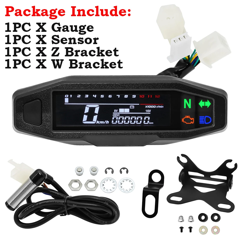Ein neuer Universal Moto RPM Tachometer Tachometer Geschwindigkeitsmesser Tacho Meter Digitaler Kilometerzähler Instrument Sensor Set für Motorrad – Detail 3
