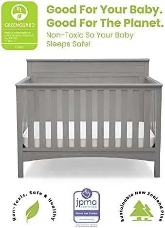 Fancy 4-in-1 Convertible Baby Crib - Greenguard Gold Certified, Grey 3