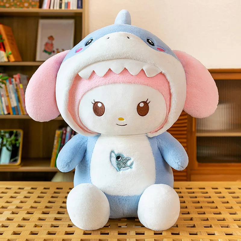 25-35cm Kawaii Shark Kuromi Doll Melody Plush Toys Large Doll Soft