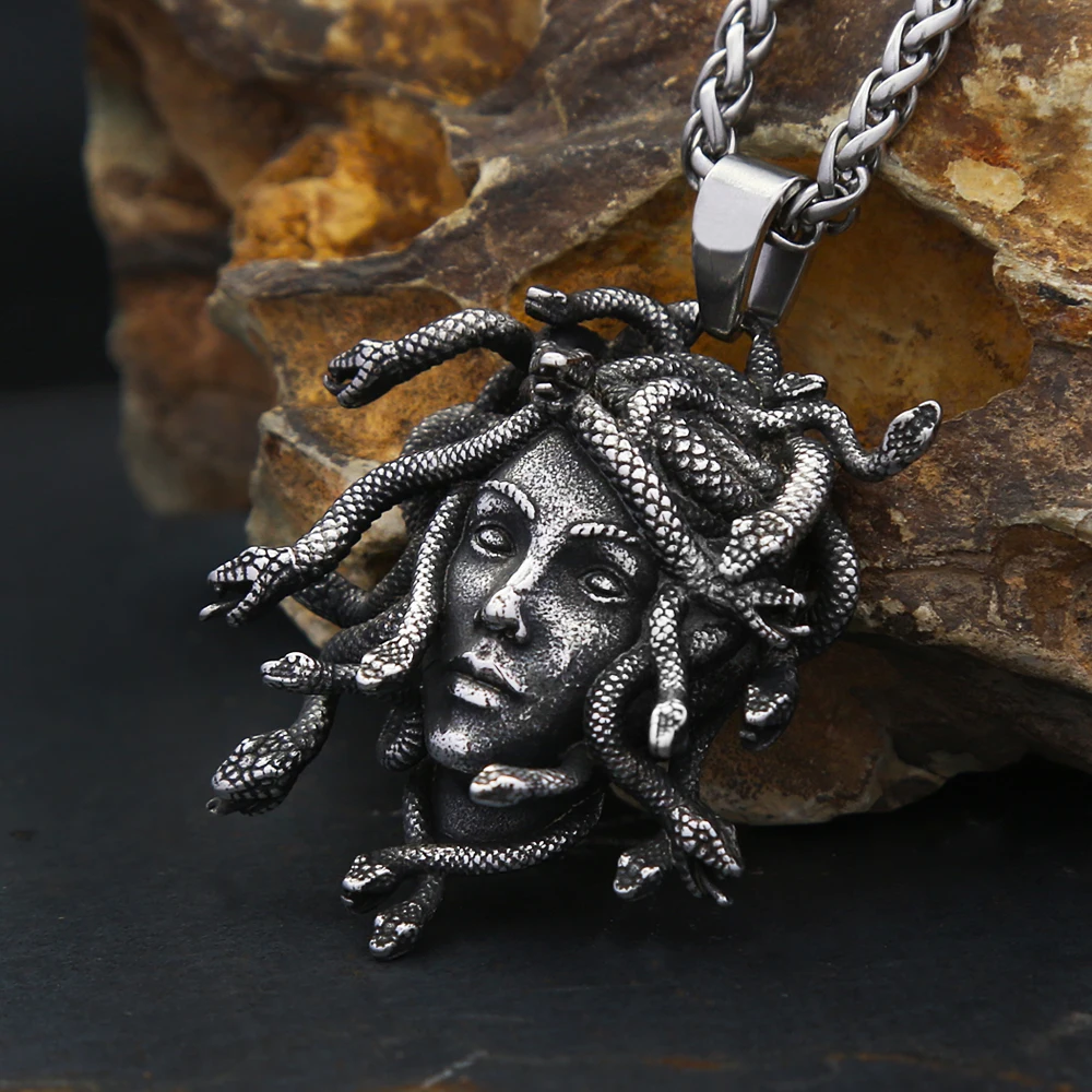 Fashion Medusa Stainless Steel Necklace For Men Unique Punk Snake Vintage Pendant Neclace Amulet Jewelry Gifts Dropshipping 2