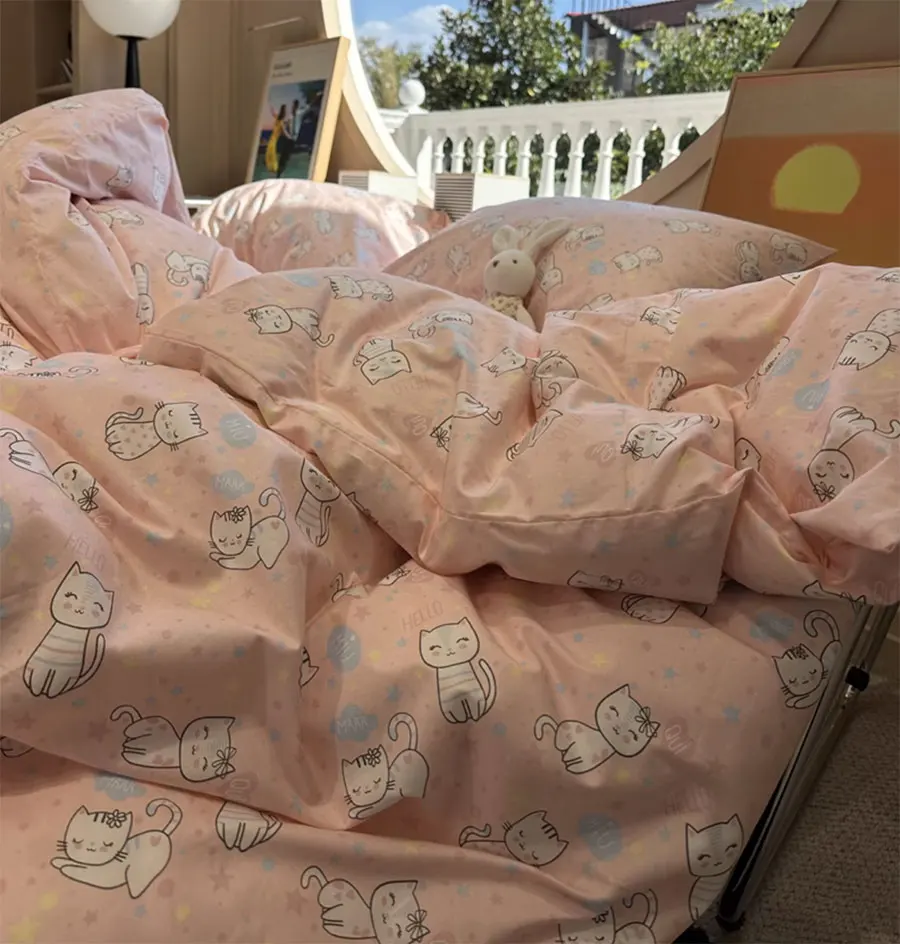 

Cute cartoon cat bedding set kid teen,twin full queen king lovely sweet cotton home textile bed sheet pillow case quilt cover