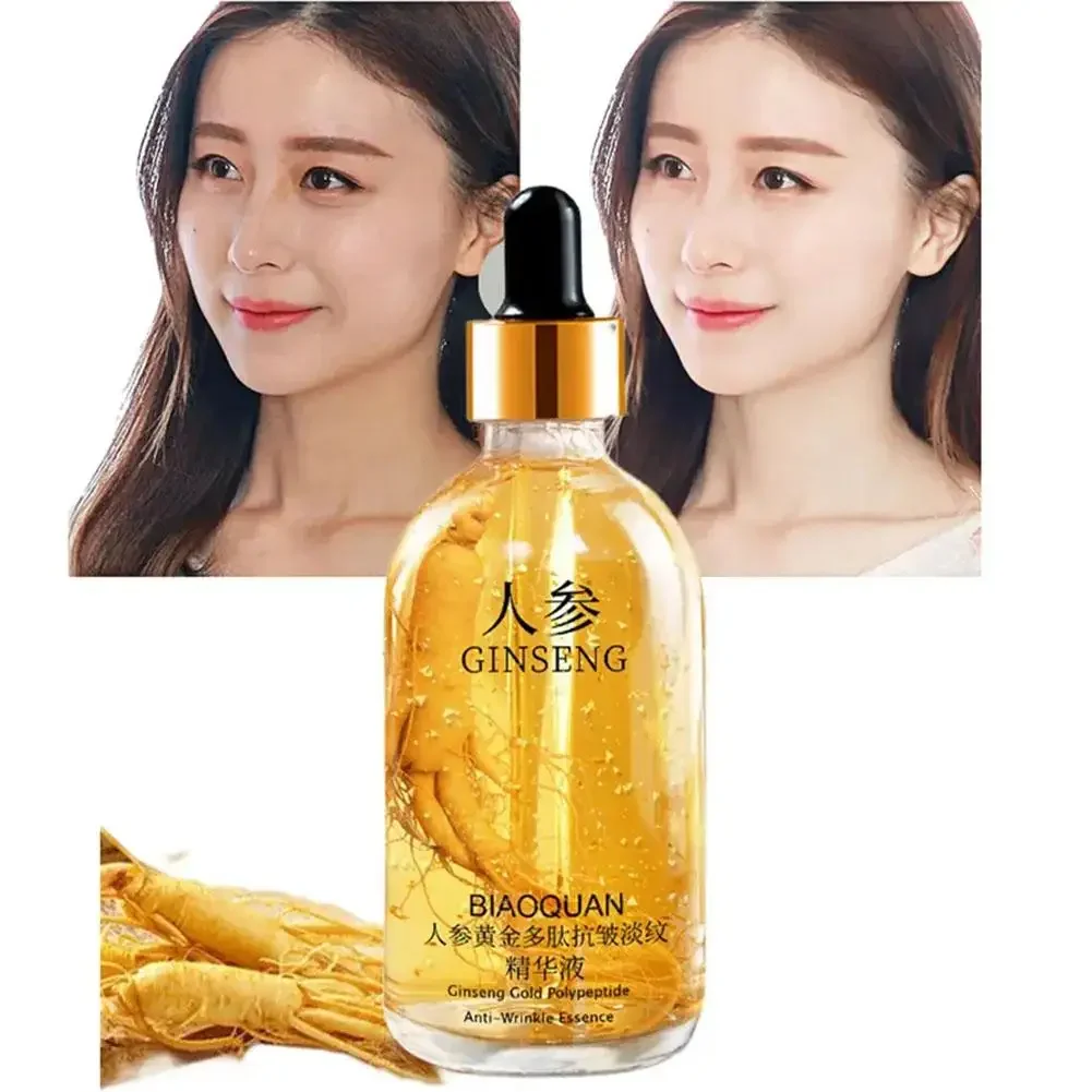 100ml Gold Ginseng Face Essence Polypeptide Anti-wrinkle Lightning Moisturizing Niacinamide Facial Serum for Skin Care Products mizon multi function formula snail repair intensive toner 100ml snail cleanser 60ml facial mask 1pc anti aging serum moisture