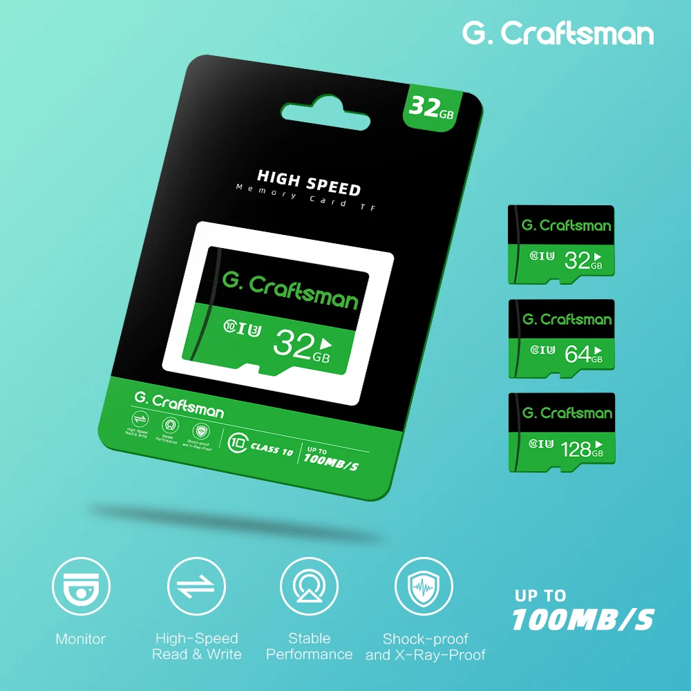 

G.Craftsman Оригинал 32G/64G/128G TF карта 100 MB/S C10 камера видеонаблюдения/Тахограф/умная фотокамера безопасности