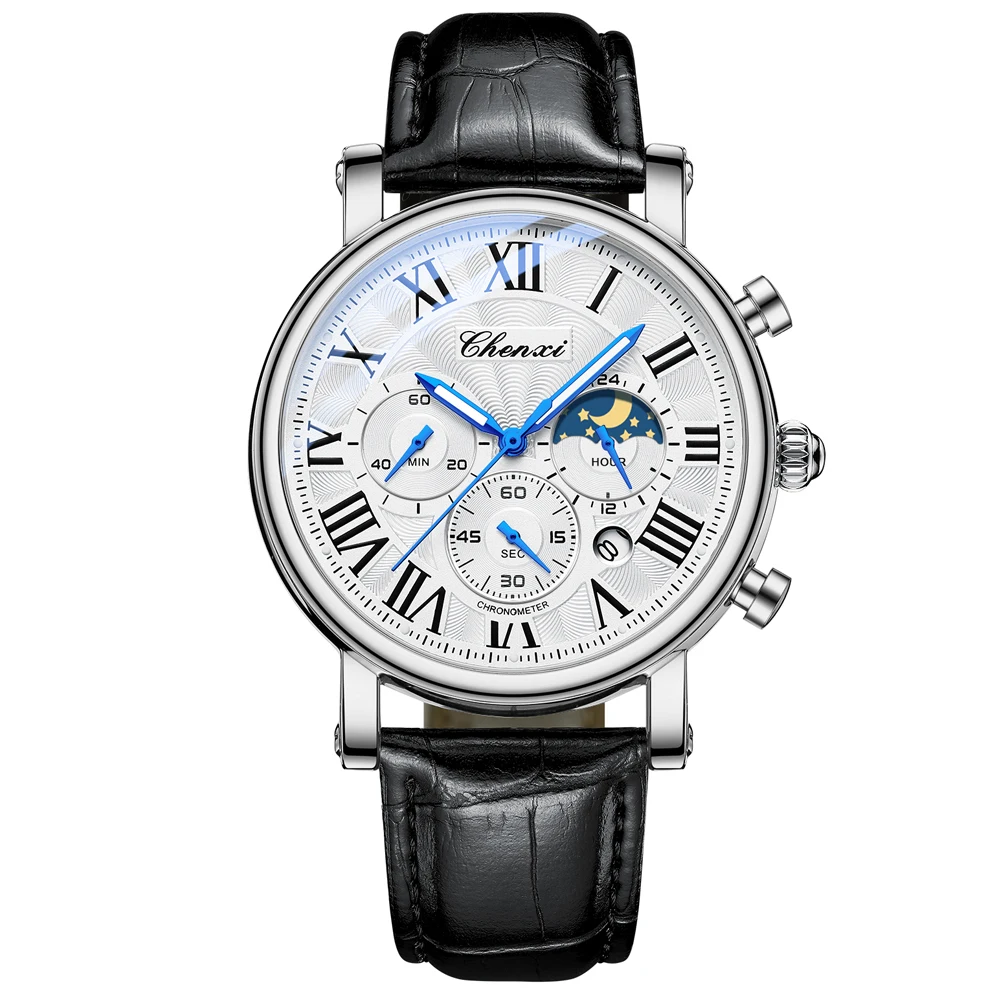 CHENXI moda iş erkek saatler en lüks Quartz saat otomatik tarih