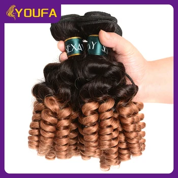 Ombre Bionda Scuro Funmi Capelli Umani Ricci Singolo Fascio 100% Tessuto Brasiliano Dei Capelli Umani Ricci A Spirale 1B # 30 capelli biondi per le donne