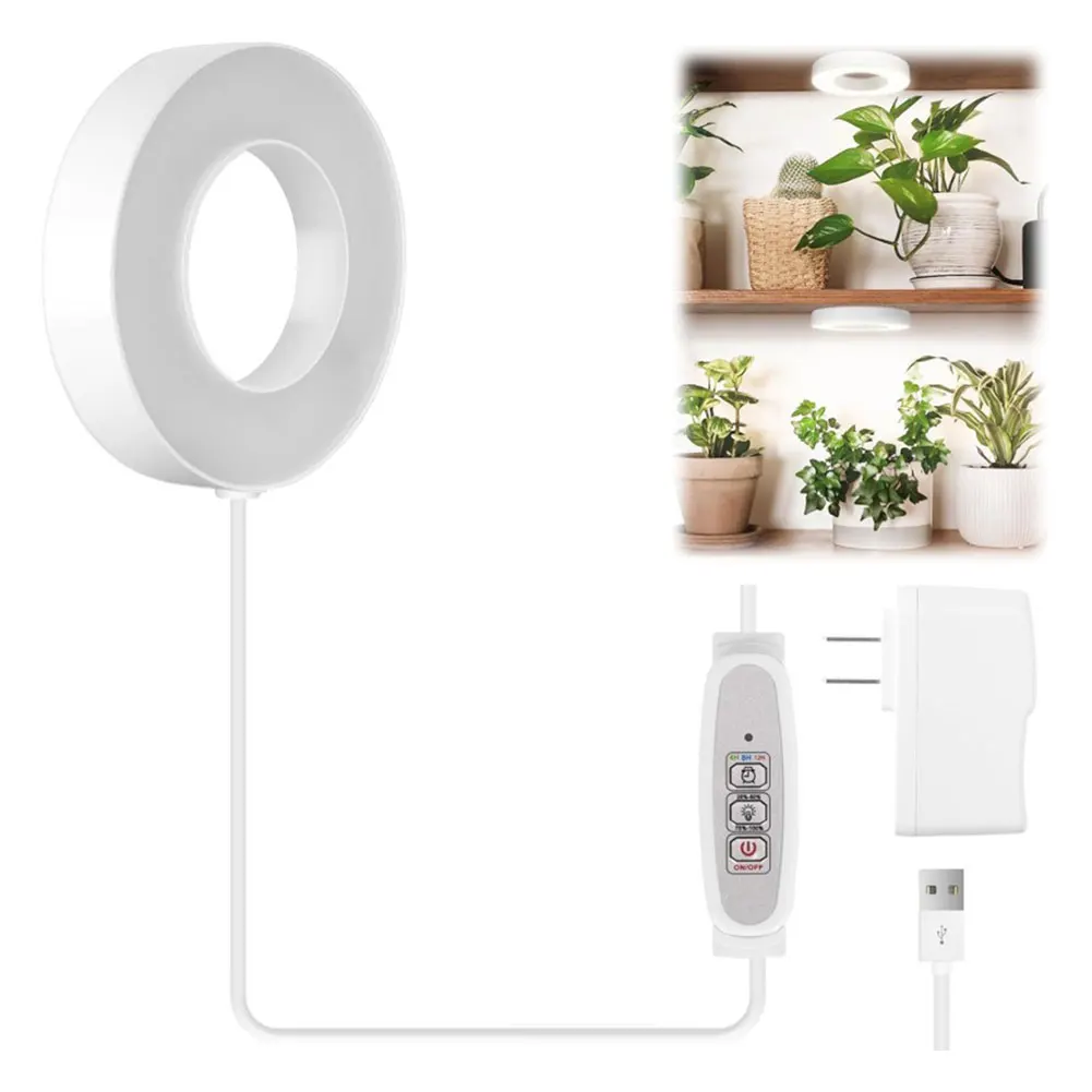 Description Picture 4 of itemFull Spectrum LED Halo Plant Lamp 4 Dimmable Levels Halo Grow Lamp Height Adjustable Under Cabinet Plant Lamp for Small Plants
