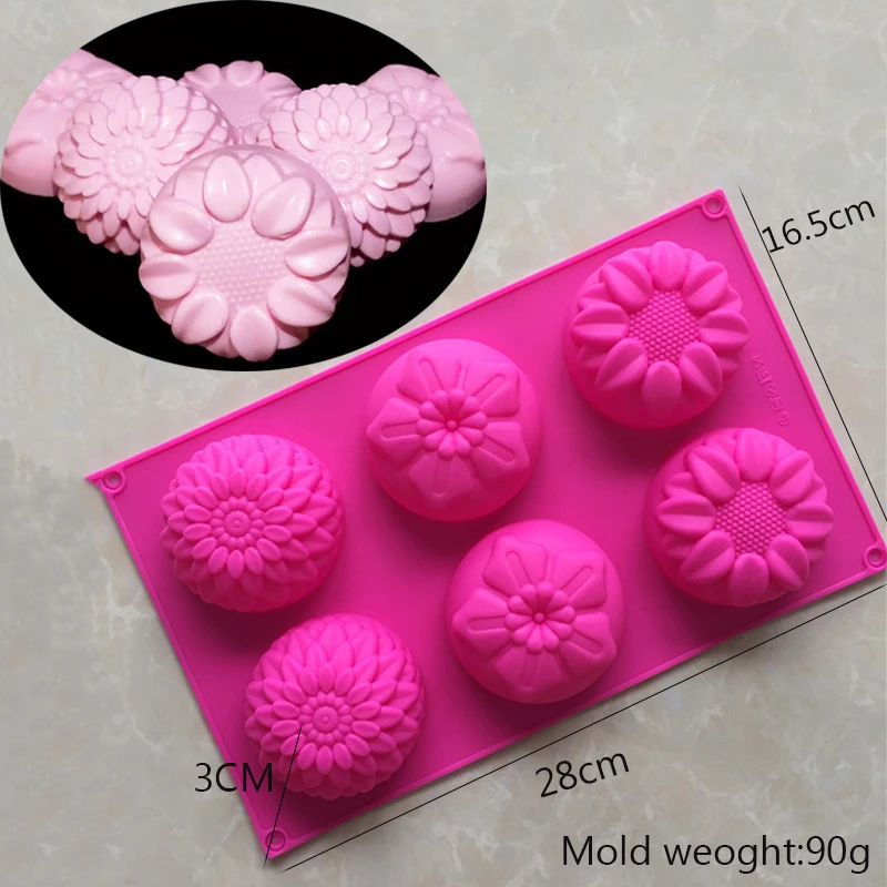 Description Picture 2 of itemNew 6 Holes Flower Shaped Silicone Soap Mold DIY Handmade Cake Chocolate Candle Molds Aromatherapy Soap Crafts Making