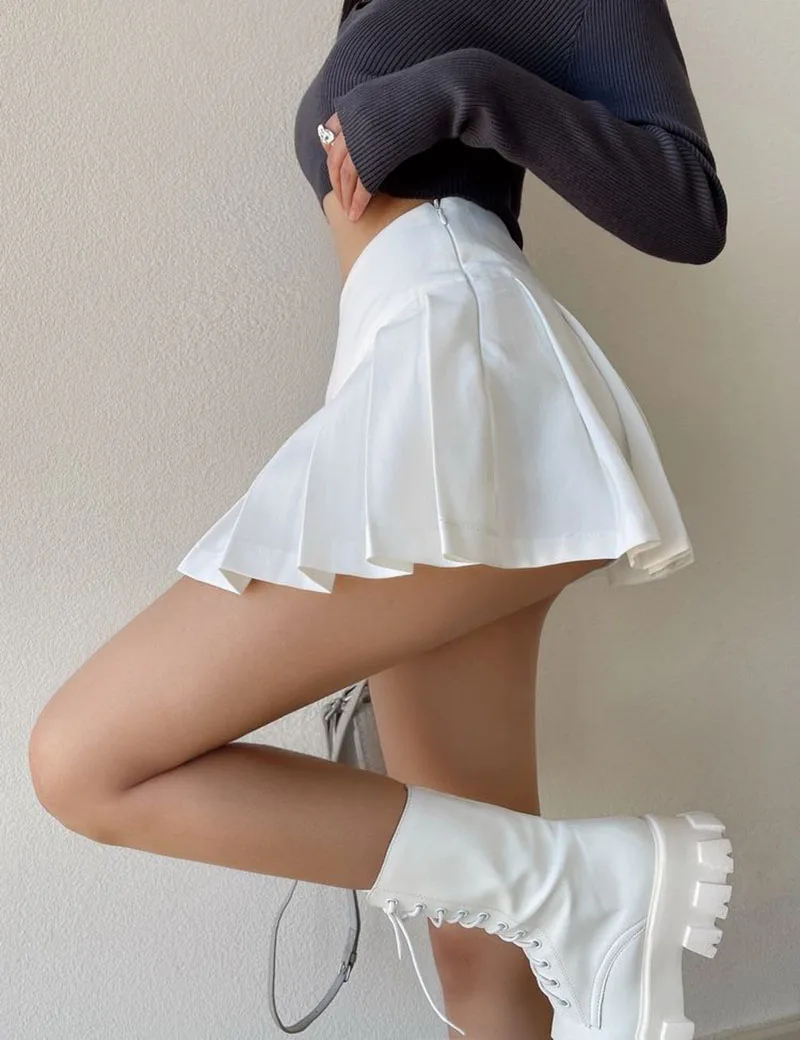 Gidyq Sommer Frauen Falten röcke Vintage hohe Taille weibliche sexy Miniröcke koreanische lässig alle passen Streetwear Schlitz Rock neu – Detail 25
