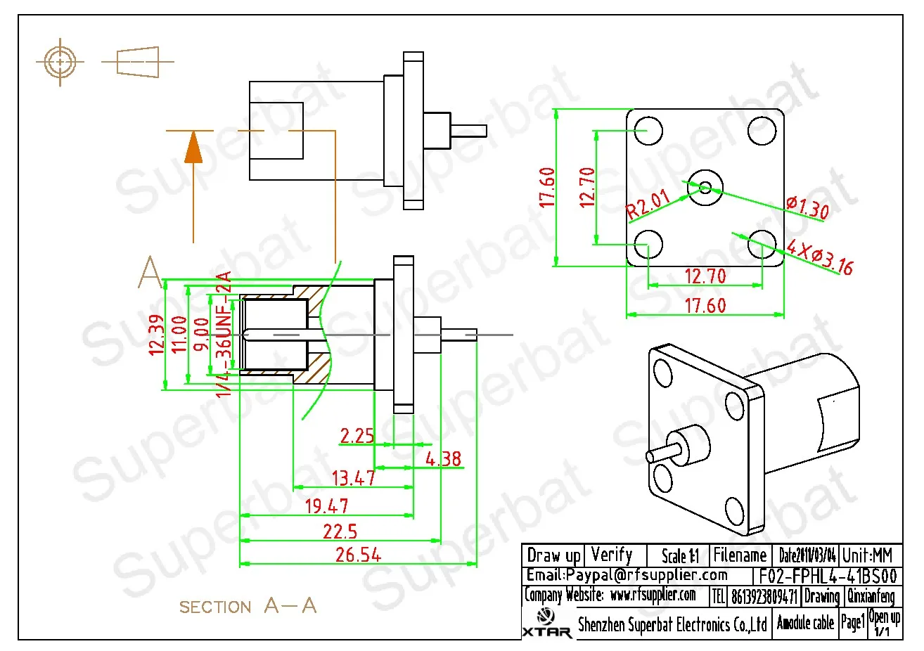 RF Coaxial Connector Male Panel Mount for Electronic Components
