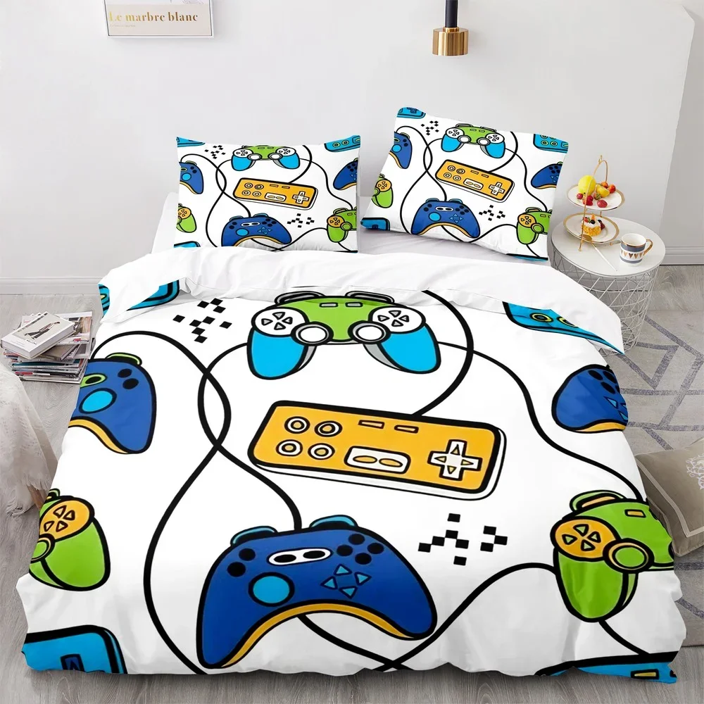 Game Printed Duvet Cover Set Gamepad Video Game Controller Bedding Set for Kids Teens Boys Bedroom Quilt Cover with Pillowcase