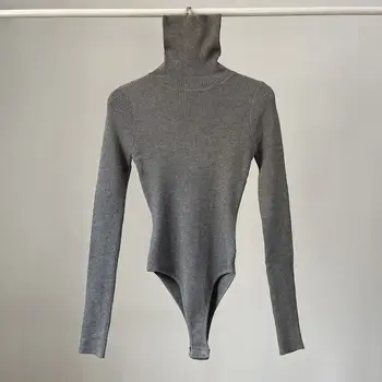 Combinaisons Femmes À Manches Longues Élégant Mode Col Roulé Solide Sexy Tempérament Intérieur Printemps Automne Coréen Style All-match Casual 1