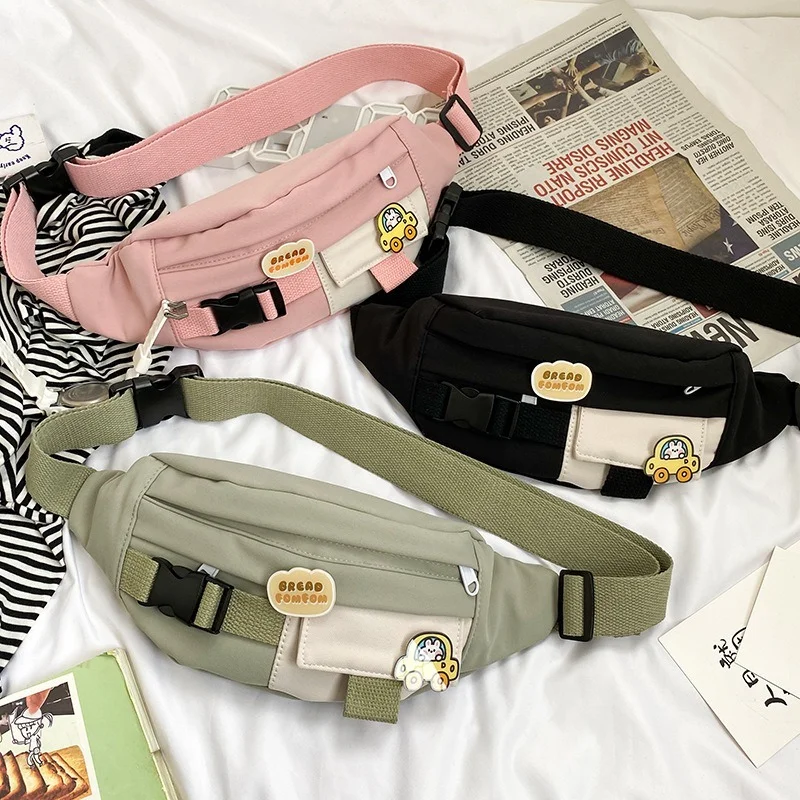 

Waist Bags for Women New Canvas Leisure Solid Color Fanny Pack for Girls Cute Crossbody Chest Bag Belt Waist Packs