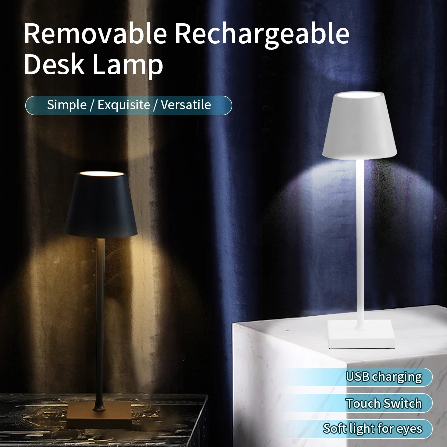 LED Table Lamps For Room Rechargeable Wireless Desk Lamp Study Office Light Waterproof Touch Lamp Bedside Table For Bedroom Bar 2