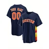 Customized Name And Number Men's Embroidery Baseball Jersey Houston Blue V-Neck Personalized Short Sleeve Button Down Shirts 3