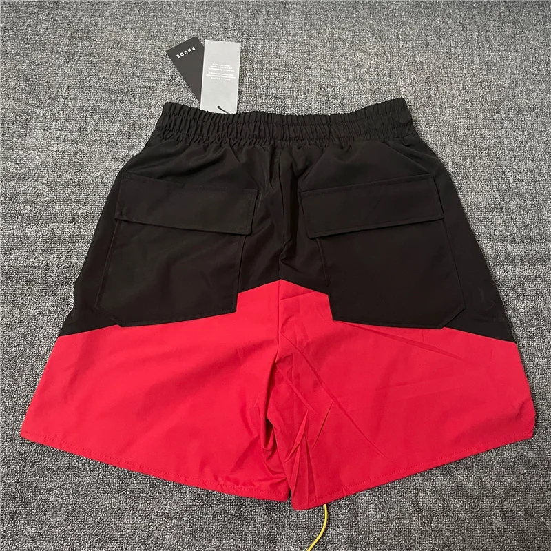 best men's casual shorts 22FW NEW hip-hop RHUDE Shorts Men Women 1:1 High Quality Logo Rhude Washed Black red Splicing Mesh Breeches Shorts smart casual shorts mens