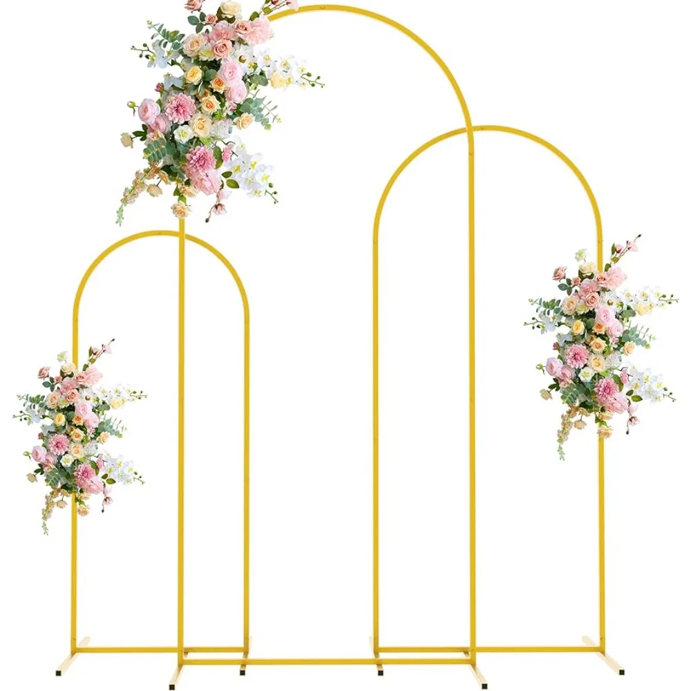 

Wedding Arch Stand 4FT Set of 3 Gold Metal Arch Backdrop Stand for Wedding 5FT Balloon Weddings Decoration Event Party Arch