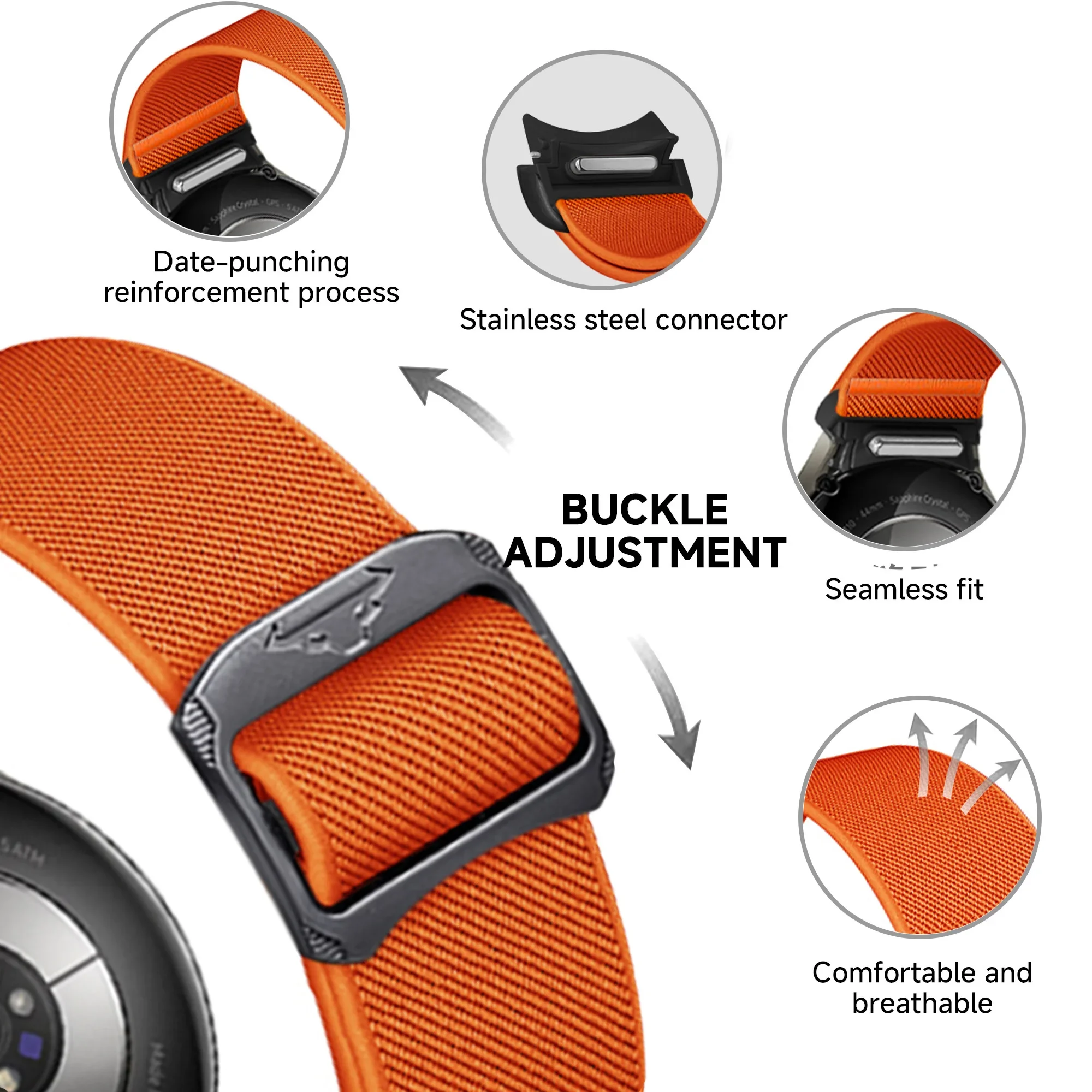 Elastic Nylon No-Gaps Smartwatch Band Strap