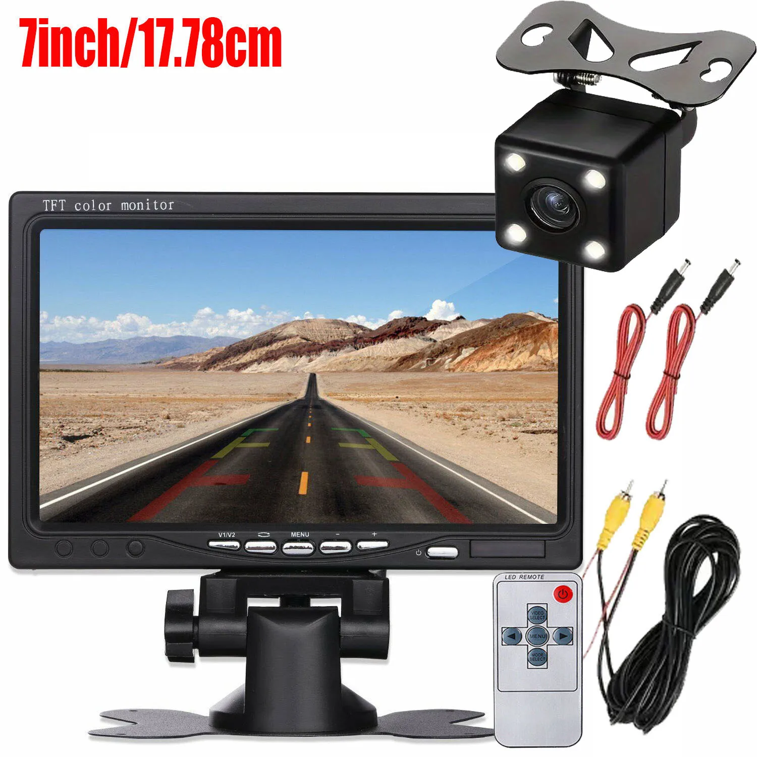 

7" Car TFT LCD Screen Monitor Rear View Reversing Backup Camera Kit with 6M Cable for Truck/Bus/RV/Trailer/Tractor/camper